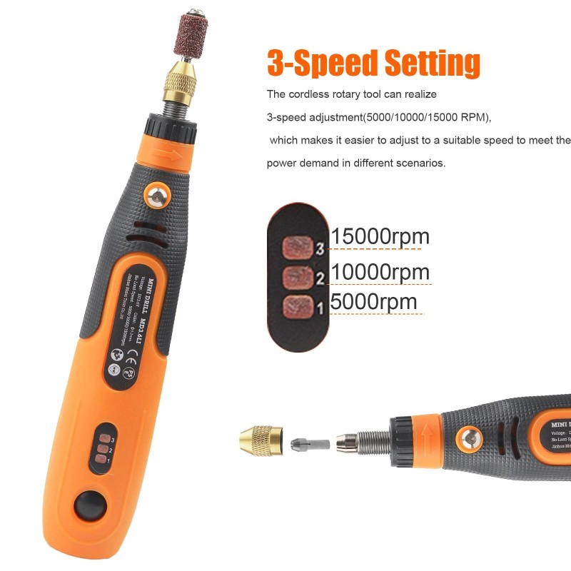 48pcs 3.6V Mini Cordless Rotary Tool Kit 3 Variable Speeds