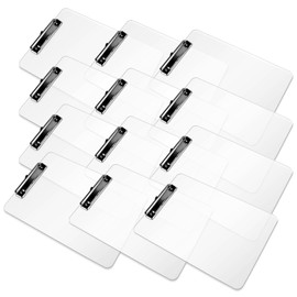 Macroclo Plastic Clipboards Set of 12, A4 Acrylic Clear Board 8.5x11 for Classroom, Students, Transparent Letter Size 9" x 12.5" with Low Profile Clip, Office & School Supply