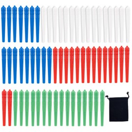 SAVITA 64 Pcs Plastic Cribbage Board Pegs with Storage Bag, Four Colors Traditional Crib Pins with Tapered Design for Peg Board Games and Scorekeeping (Blue, White, Green, Red)