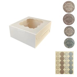 Generic 30Pcs (6x6x3 in) Mini Cake Boxes+2 stickers with Display Window for Gift Giving, Bakesale, Cupcakes, Dessert, Cookies, Pie, Macaroons, Donuts, Pastry, Kraft Paper Material… (30Pcs White)