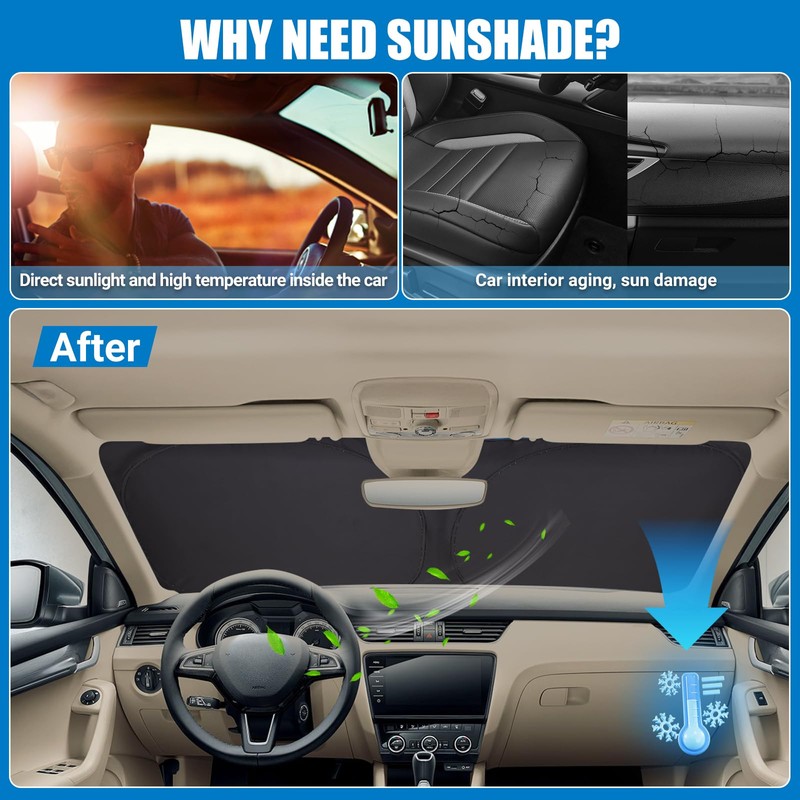 XCBYT Sun Protection Car Windscreen for Skoda Octavia 2018-2024, Thickened