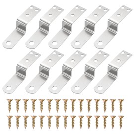 sourcing map 10 Pcs Z Shape Corner Bracket, 0.7 Inch Right Angle Picture Frame Braces Bracket Shelf Brackets Fastener with Screws for Furniture, Silver