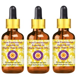 Deve Herbes Pure Frankincense Essential Oil (Alpha Thujene 70%) Boswellia serrata with Glass Dropper Steam Distilled (Pack of Three) 100ml X 3 (10 oz)