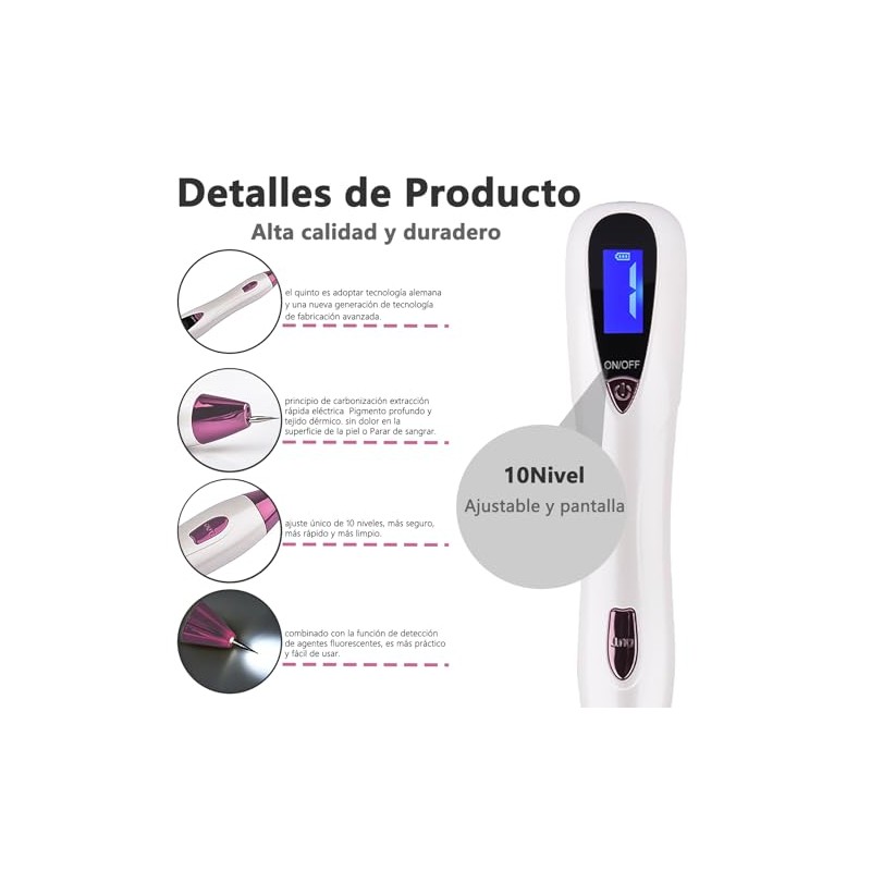 Plasma Pen, 10 niveles de intensidad, recargable, Con pantalla LED