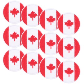 TEHAUX Canadian Flag Patch 12pcs - Round Shape 1.8 Inch Embroidered Applique - Iron On/Sew On Clothing Patches for Jackets, Hats & Backpacks Arts Crafts