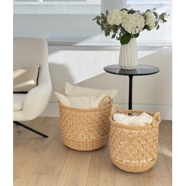 Rectangular Underbed Storage Bin with Lid Rattan Basket for Clothes Blankets Pillows Lightweight Wicker Storage Unit 7 in H x 21 in L x 15 in W from Kouboo