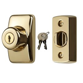 Ideal Security Model GLK Deadbolt for Storm and Screen Doors, Key Lock, Bright Brass (2-Piece Set)