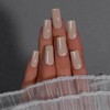 KQueenest Light Gray Press On Nails Medium Long Square -