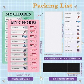 2 Pcs Chore Chart for Kids Multiple Kids Sliding Routine Chart for Fridge Magnetic Visual Schedule to Do List My Chores Memo RV Checklist Task Tracker Board for Adults ADHD Tools Daily Reminder