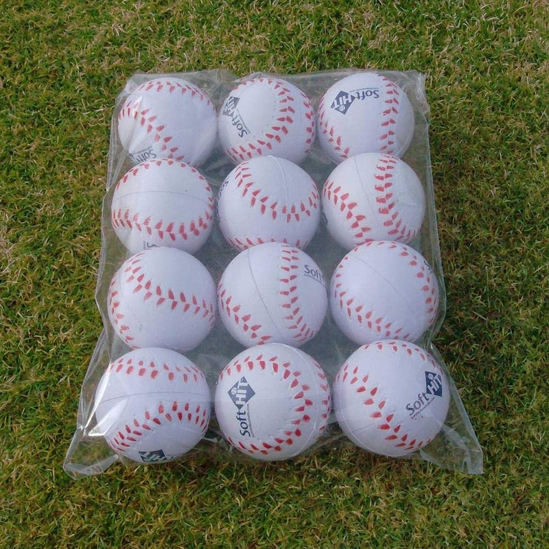 Soft Hit Soft Baseball/Softball Training Foam Ball (12 Pack, White)