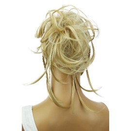 CAISHA by PRETTYSHOP XXL Large Scrunchy Braided Updo Slightly Wavy Messy Bun Hairpiece Light Blonde G26D