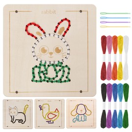 Montessori Wooden Lacing Toys for 1 2 3 4 Year Olds Toddlers, Early Education Sensory Toy for Ages 2-4 Girls Boys Kids, Fine Motor Skill Development Preschool Embroidery Toy, Sewing Art, Birthday Gift