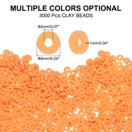 PATIKIL Clay Beads, 1000 Pcs Orange Heishi Beads 6mm Flat Polymer Clay Beads Friendship Bracelet DIY Kit for Jewelry Necklace Earring Making