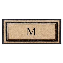 A1HC Natural Coir & Rubber Hand-Flocked Monogrammed Doormat, 30 x 60 Inches, Thick & Durable Large Front Door Mat for Outdoor Entrance, Heavy-Duty, Thin Profile, Long-Lasting Mats
