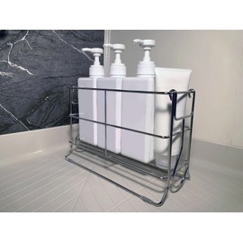 Large Wooden Workshop Bathroom 2-Way Bottle Rack, Silver, Approx. 10.4 x 4.7 x 12.8 inches (26.5 x 12 x 32.5 cm)