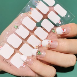 Christmas Nail Wraps Stickers Snowman Snowflake Designs Winter Nail Polish Strips Christmas Gel Nail Stickers Full Nail Wraps Xmas Trees Cute Elk Santa Gel Nail Strips for Women Manicure 6 Sheets