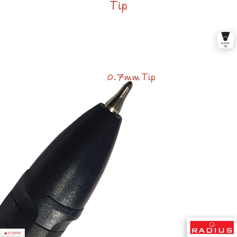 RADIUS Trixo Retractable Ballpoint Pens, BLACK, Fine Point (0.7mm), Pack