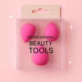 Makeup Sponge Set - Various Designs & Colours - Mini Blender - Perfect for Foundation & Concealer (Set of 3 - Pink - Design D)
