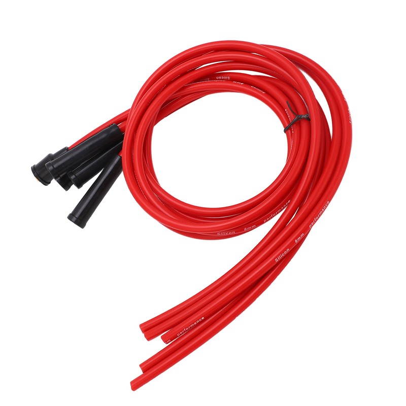 Spark Plug Ignition Wire Set Red High Performance Silicone 1m