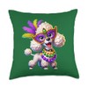 Mardi Gras Poodle Dog Throw Pillow