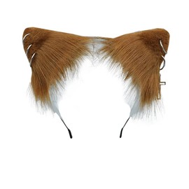 VIGVAN Accesorios para orejas de cosplay de gato, punk, gótico, cruz, orejas de gato, clips para la cabeza (bronceado)