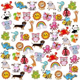 Hoteam 60 Pcs Summer Enamel Pins Bulk Hippie Preppy Label Pin Beach Hawaiian Tropical Brooch for Backpack Hat Clothes Party Favor Gift Decor(Animals)