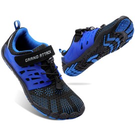 Grand Attack - Zapatos descalzos para hombre, minimalista, suela de cero caída, puntera ancha, Zt609 Black Blue, 8 Wide