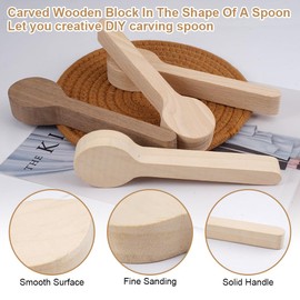 Pack of 4 Carving Spoons Wooden Blocks, 16 x 4 x 2 cm Wood Carving Spoon, Raw Wood for Carving, Carving Wood Blanks Spoons, Untreated, Carving Blanks for Beginners DIY Crafts (Beech, Walnut, Lime