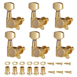Tailcle 6R Locking Tuners, Guitar Tuning Tuner Pegs Keys 6 Inline Sealed Acoustic Locking Guitar Replacement Tuning Tuners Pegs Machines for Electric Acoustic Guitar Gold