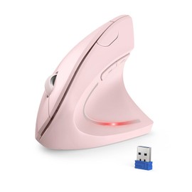 TECKNET Ergonomic Mouse, 4800 DPI Wireless Vertical Mouse with 5 Adjustable DPI Levels, 2.4GHz Optical Carpal Tunnel Mouse, 6 Buttons Wireless Mouse for Laptop, Desktop, PC, MacBook - Pink