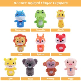 CreepyParty Pack of 10 Animal Finger Puppets Made of Waterproof Vinyl Cute Finger Doll Props Figures Novelty Toys Gift for Kids,2.28 x 1.68 inches