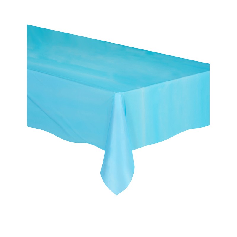 Solid Powder Blue Rectangular Plastic Table Cover (137cm x 274cm)