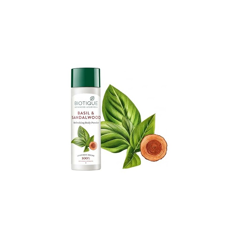 Biotique Basil and Red Sandal wood Body Talc 180gms by