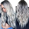 Darklove Peluca Larga De Mujer Color Gris Degradado Pelo Ola