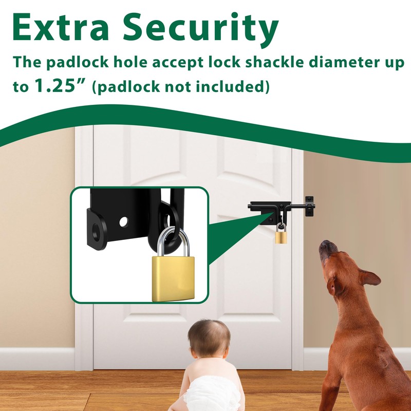 URDOGSL Heavy Duty Gate Latch with Padlock Hole Metal Thickened