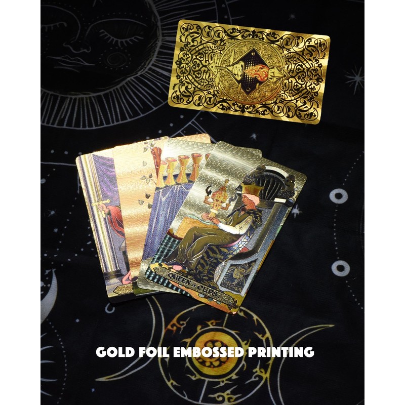 YIMINGOUFEI Tarot Card Deck 78 Cards Gold Foil Embossed Medieval