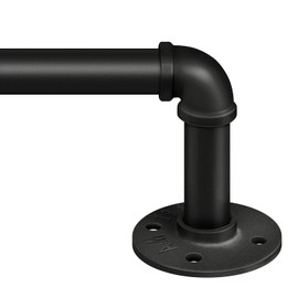 Zeerobee Curtain Rods for Windows 72 to 144, 1 Inch Industrial Wrap Around Black Curtain Rod, Indoor/Outdoor Room Divider Adjustable Drapery Pole, 72"-144"