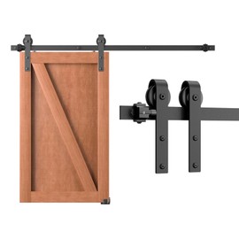 BONIKLUBA 2.5FT Super Mini Cabinet Small Sliding Barn Door Hardware Track Kit Apply for Storage Window TV Stand-Fit 12"-15" Wide Door Panel-J Shape Hanger