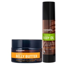 Mambino Organics Anti-Stretch Duo Kit – All Natural Skincare Gift Sets for Pregnant Women – Belly Butter, Body Oil