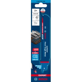 Bosch Professional 3 x Expert 'Thick Tough Metal' S 955 CHC Reciprocating Saw Blade (for Tough Steel, Cast Iron, Length 150 mm, Reciprocating Saw Accessories)