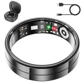 2025 Ultra Thin Smart Ring, Monitors 24/7 Heart Rate, SpO2, Sleep, Rings for Men and Women, No Subscription Costs, Android iOS (Black Size 11)