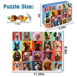 LELEMON Puzzles for Kids Ages 4-6,Dog Puzzle 100 Piece Puzzles for Kids Ages 4-8 in a Metal Box, Educational Kids Puzzles Jigsaw Puzzles 100 Piece Puzzle Games Puzzle Toys for Girls and Boys
