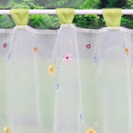 Joyswahl "Augusta" Voile Net Curtain, Transparent Bistro Curtain with Loops, Coffee Stores Curtain, H x W 45 x 120 cm, #4, Pack of 1