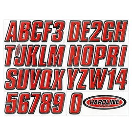 Hardline Products Series 800 Factory Matched 3-Inch Boat & PWC Registration Number Kit, Red/Black