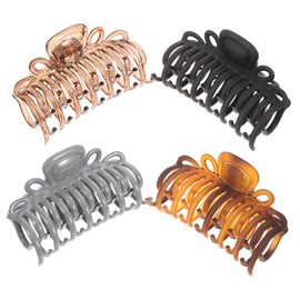 Mikinona 4pcs Large Leopard Print Ponytail Holders Strong Hold Plastic Hair Clip for Women Slide Hair Clamp for Medium to Thick for Valentine's Day Party Anniversary