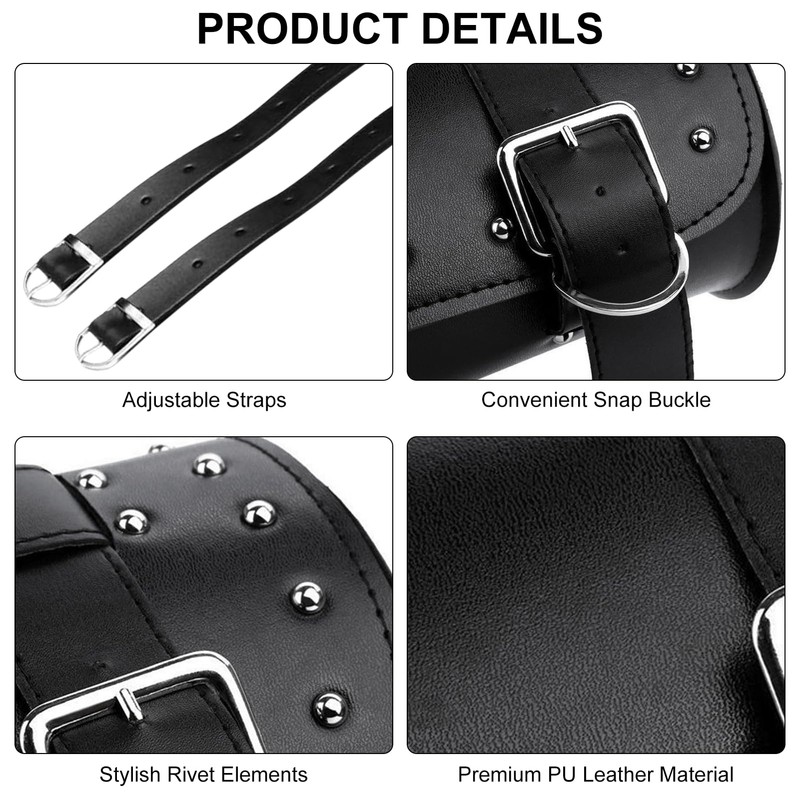 Shkalacar Motorcycle Tool Bag, PU Leather Motorcycle Fork Bag, Saddle