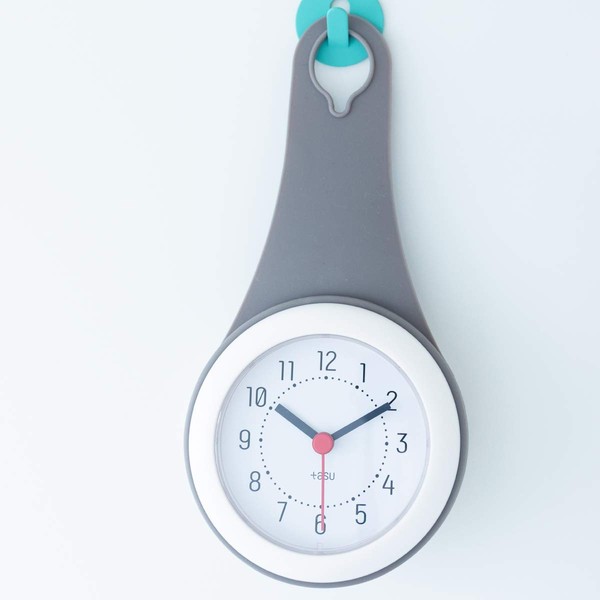 tasu Splashproof Clock, 2-Way Drop Clock, Gray, Scandinavian Interior, Analog