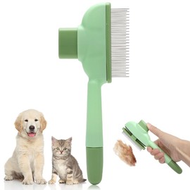 Selbstreinigender Flohkamm für Haustiere, Selbstreinigender Katzenkamm, Fellblitz Bürste, Flohkamm zur Entfernung von Tierhaaren, Fellpflegebürste, Haustierkämme von Schuppen oder Läusen