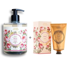 Panier des Sens - Rose Liquid Hand soap and Lotion Set - Moisturizing Hand Wash + Hand Cream - with Coconut Oil, Shea Butter - Hand Care Made in France - 97% Natural Ingredients