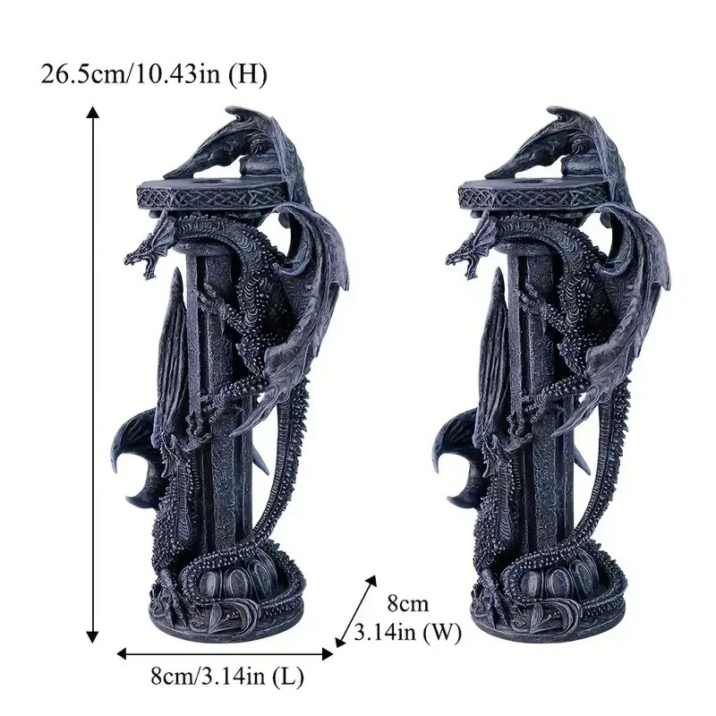 Double Dragon Entwined Irregular Resin Candlestick-Hand-painted-Fantasy-themed Space Style ItemColor: As